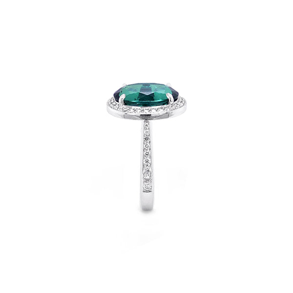 7.02CT OVAL CUT GREEN TOURMALINE AND DIAMOND RING (Image 3)