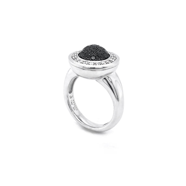 JORG HEINZ 'MAGIC' 18CT WHITE GOLD BLUE ZIRCON BLACK AND WHITE DIAMOND RING (Image 6)