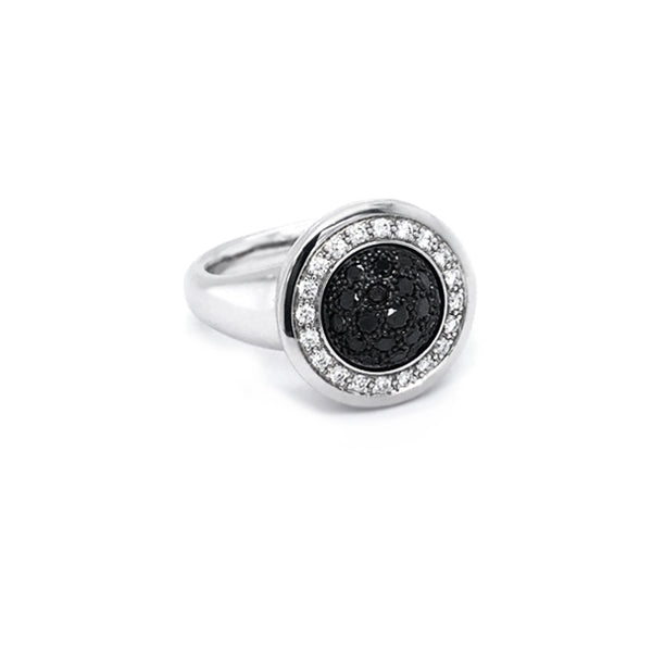 JORG HEINZ 'MAGIC' 18CT WHITE GOLD BLUE ZIRCON BLACK AND WHITE DIAMOND RING (Image 4)