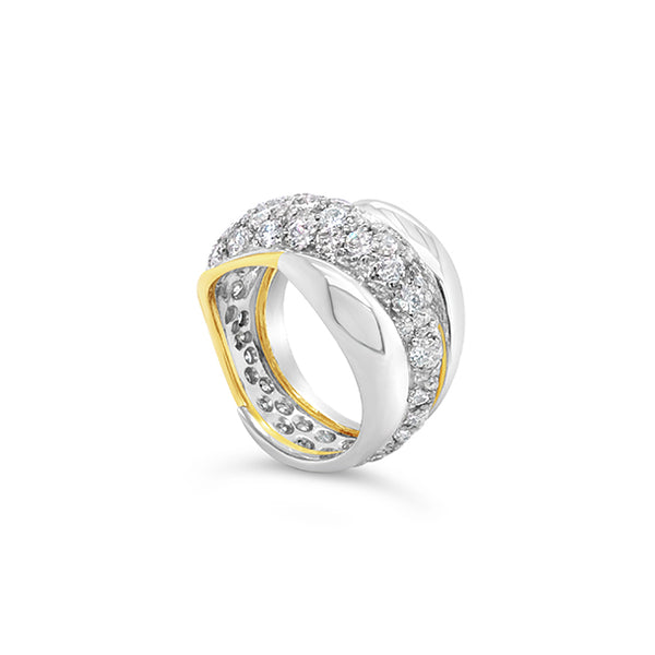 18CT YELLOW & WHITE GOLD DIAMOND SET RING (Image 3)