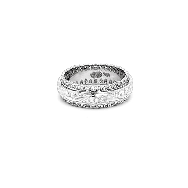 18CT WHITE GOLD HAND ENGRAVED DIAMOND DRESS RING (Image 2)