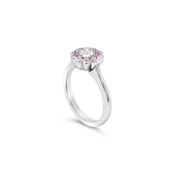 PLATINUM ROUND BRILLIANT CUT DIAMOND & ARGYLE PINK DIAMOND RING (Image 3)