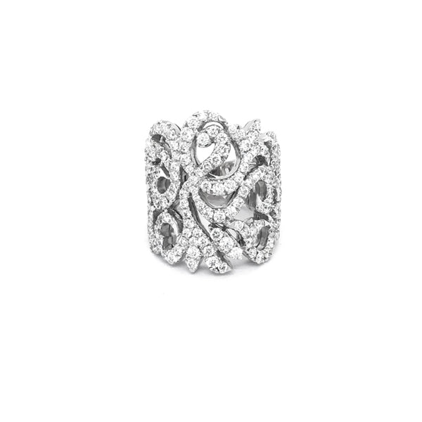 NEW ITALIAN ART 18CT WHITE GOLD DIAMOND SET RING (Image 2)