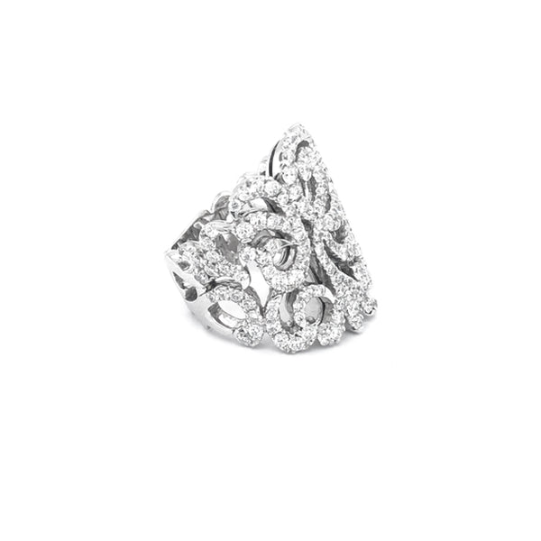 NEW ITALIAN ART 18CT WHITE GOLD DIAMOND SET RING (Image 3)