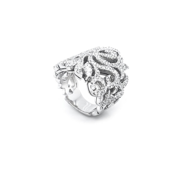 NEW ITALIAN ART 18CT WHITE GOLD DIAMOND SET RING (Image 4)