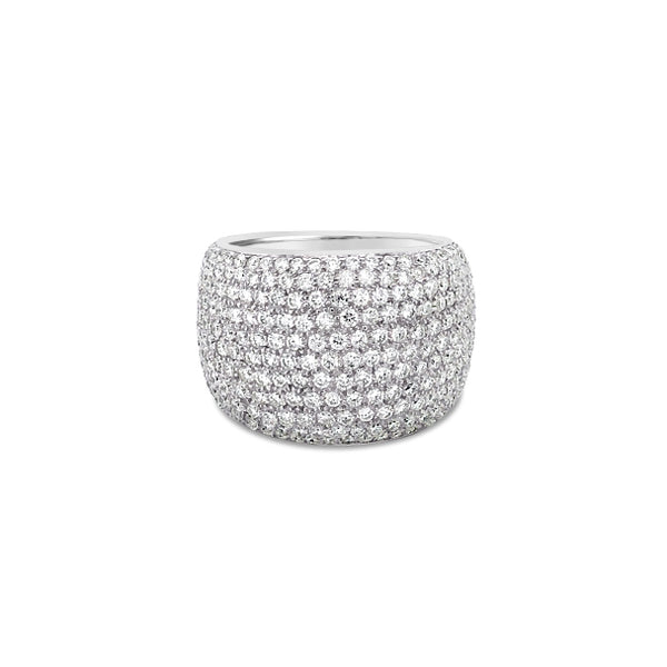 18CT WHITE GOLD LARGE PAVE DIAMOND RING (Image 2)