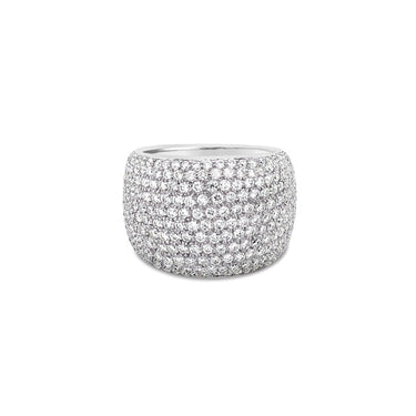 18CT WHITE GOLD LARGE PAVE DIAMOND RING
