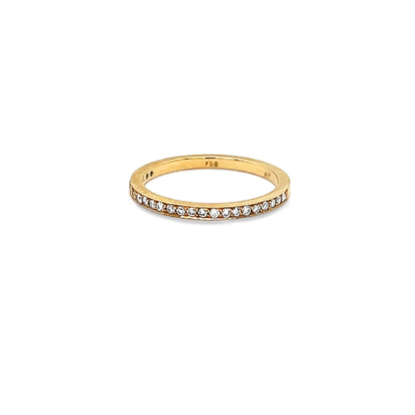 18CT YELLOW GOLD THREAD SET DIAMOND WEDDING RING (Image 2)