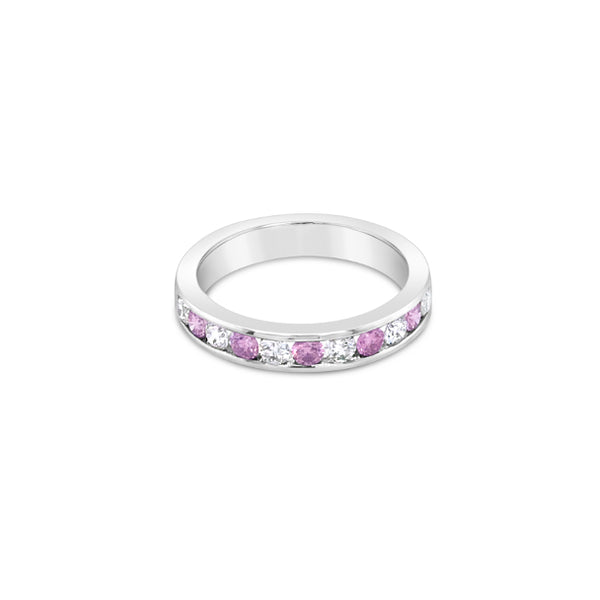 PLATINUM ARGYLE PINK DIAMOND AND DIAMOND CHANNEL SET RING (Image 2)