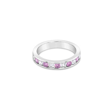 PLATINUM ARGYLE PINK DIAMOND AND DIAMOND CHANNEL SET RING