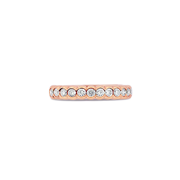 18CT ROSE GOLD SCALLOPED DIAMOND WEDDING RING (Image 1)