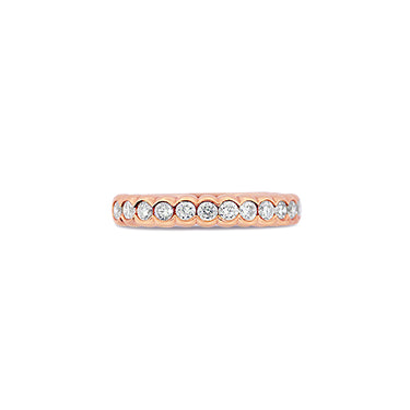 18CT ROSE GOLD SCALLOPED DIAMOND WEDDING RING