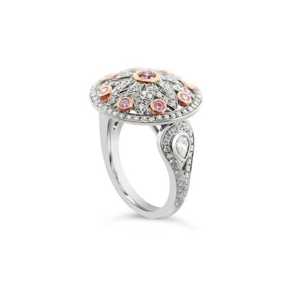 ARGYLE PINK DIAMOND AND WHITE DIAMOND DRESS RING SET IN 18CT WHITE GOLD (Image 2)