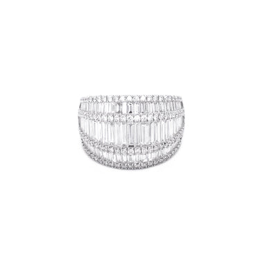 PLATINUM BAGUETTE AND ROUND BRILLIANT CUT DRESS RING