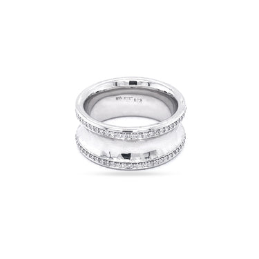 STOCKERT 18CT WHITE GOLD DIAMOND HAMMERTONE RING