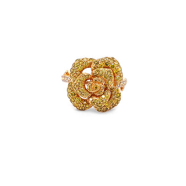 'ROSE' RING IN 18CT YELLOW GOLD WITH YELLOW AND WHITE DIAMONDS