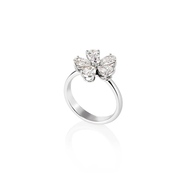 NEW ITALIAN ART FLORAL 18CT WHITE GOLD DIAMOND RING (Image 2)