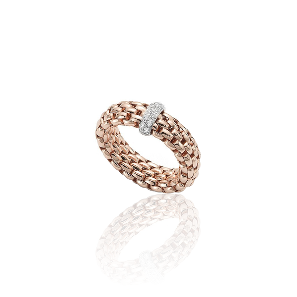 FOPE FLEX’IT VENDOME 18CT ROSE GOLD PAVÉ DIAMOND FLEXIBLE RING (Image 1)