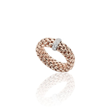 FOPE FLEX’IT VENDOME 18CT ROSE GOLD PAVÉ DIAMOND FLEXIBLE RING