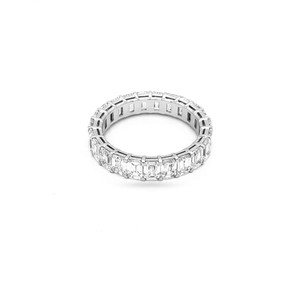 DEMEGLIO 'ETERNITY' 18CT WHITE GOLD 4.52CT EMERALD CUT DIAMOND RING (Image 1)