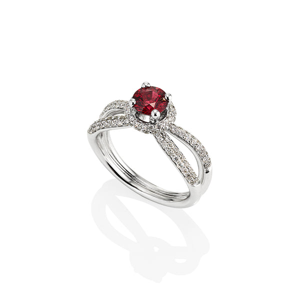 PLATINUM BURMESE RED SPINEL & DIAMOND RING (Image 2)