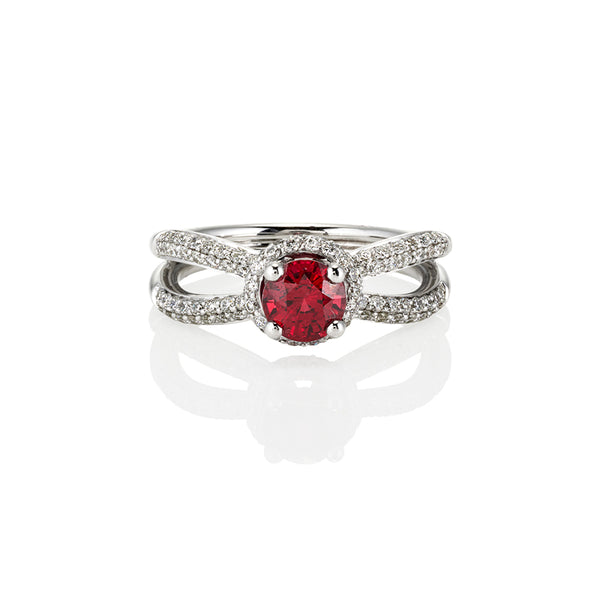 PLATINUM BURMESE RED SPINEL & DIAMOND RING (Image 1)