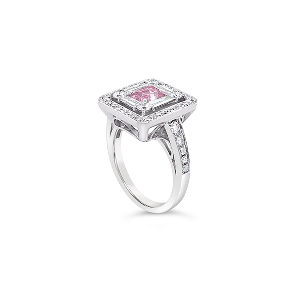 Square pink online diamond ring