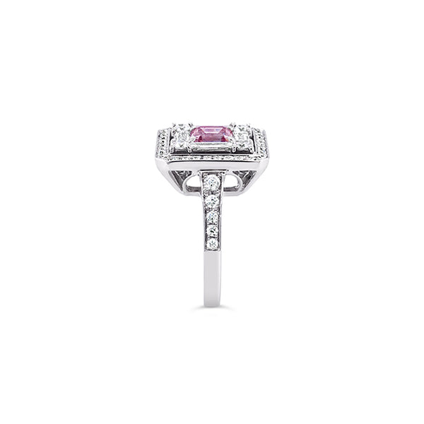 18CT WHITE GOLD 0.88CT 4PR ARGYLE PINK DIAMOND AND WHITE DIAMOND RING (Image 4)