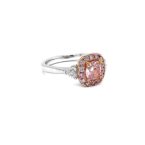 18CT WHITE AND ROSE GOLD 0.79CT PINK DIAMOND AND WHITE DIAMOND HALO RING (Image 3)