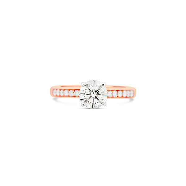 18CT ROSE AND WHITE GOLD ROUND BRILLIANT CUT DIAMOND RING (Image 1)