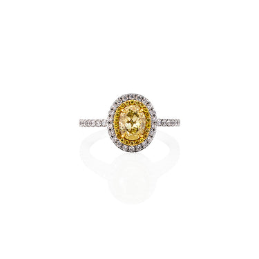 1CT FANCY YELLOW OVAL DIAMOND RING