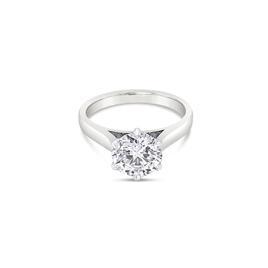 PLATINUM 1.76CT ROUND BRILLIANT CUT DIAMOND RING