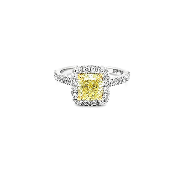 18CT YELLOW GOLD AND 18CT WHITE GOLD 1.69CT FANCY YELLOW DIAMOND AND WHITE DIAMOND RING (Image 2)
