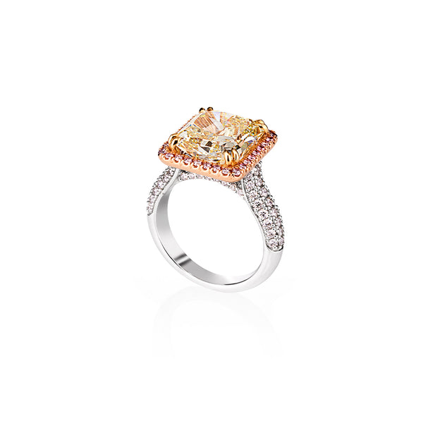 6.90CT FANCY YELLOW DIAMOND, WHITE DIAMOND AND ARGYLE PINK DIAMOND RING (Image 4)