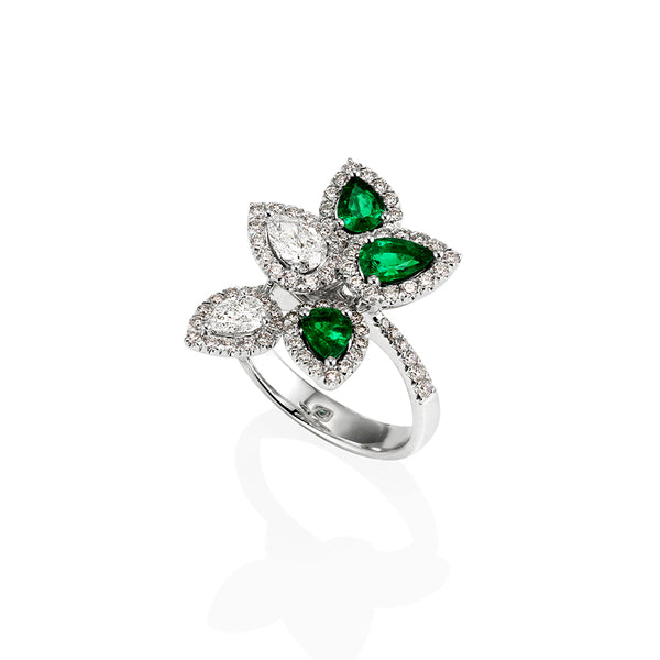 18CT WHITE GOLD COLOMBIAN EMERALD & DIAMOND RING (Image 2)