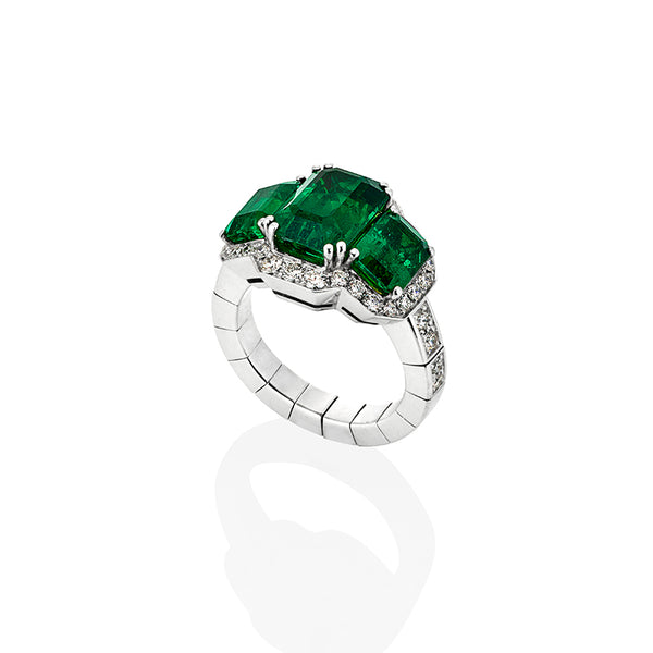 PICCHIOTTI 'XPANDABLE' EMERALD AND DIAMOND RING (Image 2)