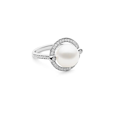 KAILIS 'DIVINE' 18CT WHITE GOLD AUSTRALIAN SOUTH SEA PEARL AND DIAMOND RING