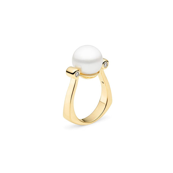 KAILIS 'OLYMPUS' 18CT YELLOW GOLD AUSTRALIAN SOUTH SEA PEARL AND DIAMOND RING (Image 1)