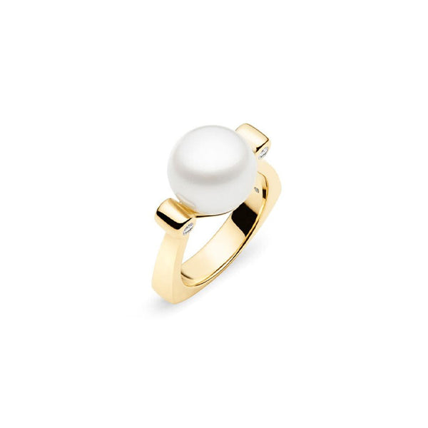 KAILIS 'OLYMPUS' 18CT YELLOW GOLD AUSTRALIAN SOUTH SEA PEARL AND DIAMOND RING (Image 2)