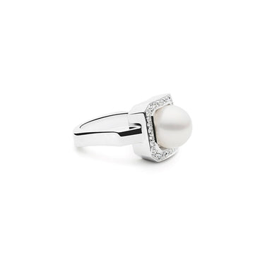 KAILIS 'DECADENCE' 18CT WHITE GOLD SOUTH SEA PEARL AND DIAMOND RING