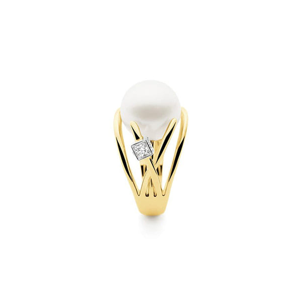 KAILIS 'ORBIT' 18CT YELLOW GOLD SOUTH SEA PEARL AND DIAMOND RING (Image 2)