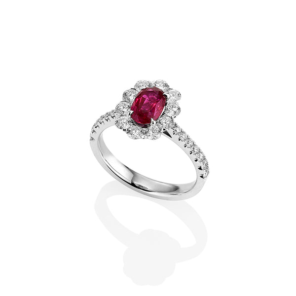 18CT WHITE GOLD 1.10CT BURMESE RUBY & DIAMOND RING (Image 2)