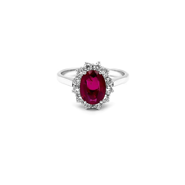 NEW ITALIAN ART 18CT WHITE GOLD BURMESE RUBY AND DIAMOND DRESS RING (Image 2)