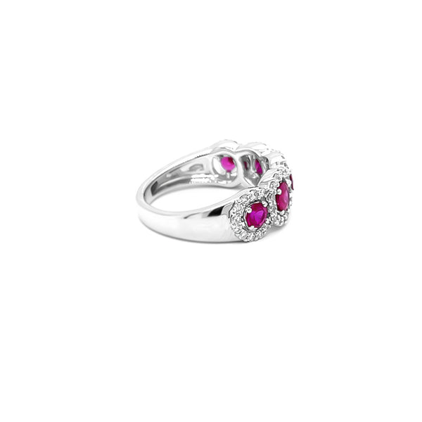 NEW ITALIAN ART 18CT WHITE GOLD BURMESE RUBY AND DIAMOND DRESS RING (Image 3)