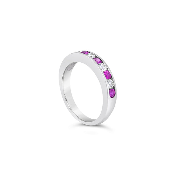 PLATINUM PINK SAPPHIRE AND WHITE DIAMOND BAND (Image 3)