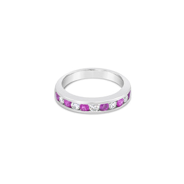 PLATINUM PINK SAPPHIRE AND WHITE DIAMOND BAND
