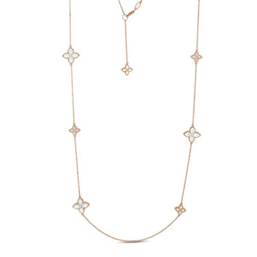 ROBERTO COIN PRINCESS FLOWER 18CT ROSE GOLD MOTHER OF PEARL AND DIAMOND NECKLACE