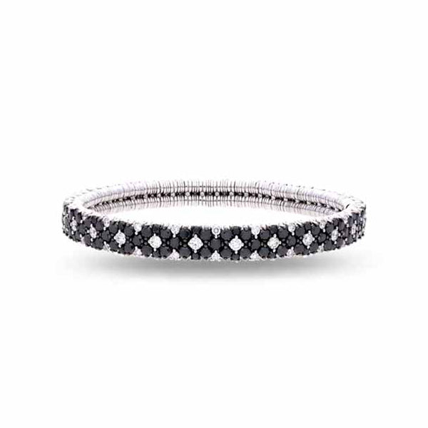 DEMEGLIO CASHMERE 18CT WHITE GOLD BLACK AND WHITE DIAMOND STRETCH BANGLE (Image 1)