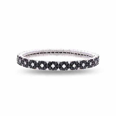 DEMEGLIO CASHMERE 18CT WHITE GOLD BLACK AND WHITE DIAMOND STRETCH BANGLE