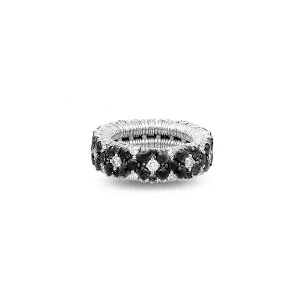 DEMEGLIO CASHMERE 18CT WHITE GOLD BLACK AND WHITE DIAMOND STRETCH RING (Image 1)